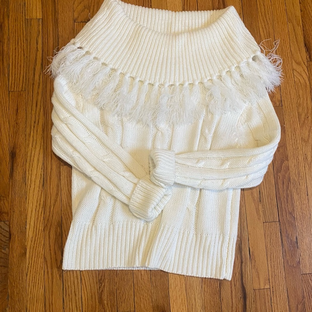 Off the shoulder Fringe sweater